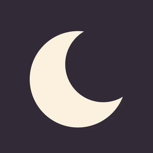The Euhora app icon: a cream crescent moon on dark violet.